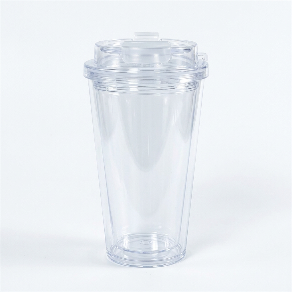 Plain undecorated 16 oz flip-lid tumbler