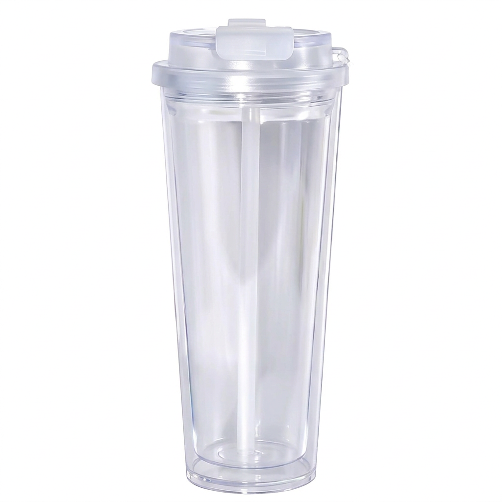 Plain undecorated 24 oz flip-lid tumbler